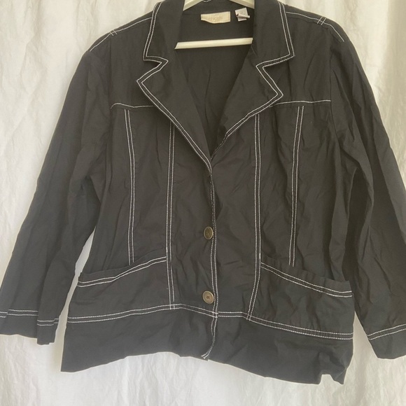 CHICO'S Women's Lightweight Jacket Black Button Front Size 2 / Medium - Picture 7 of 10